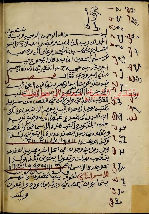مخطوط عجائب الاسماء فى علم السيمياء